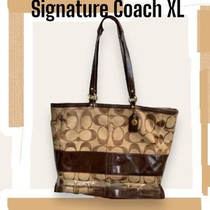 Vintage Coach Signature Logo Carryall or Diaper Bag multi pockets & compartments
